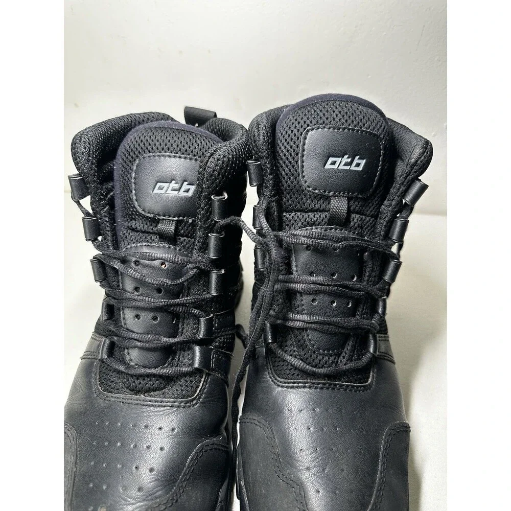 OTB Men's Black Leather Lace-Up Ankle Combat Boots US 10 EU 43 UK 9